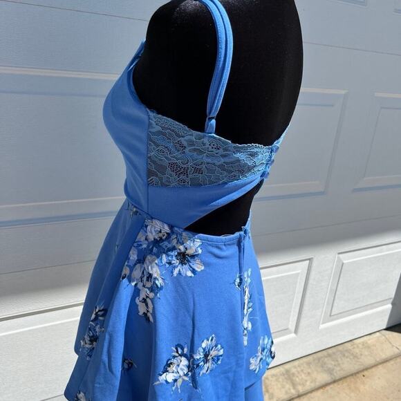 Jun & IVY, blue adjustable straps, flared skirt fitted top women's XS dress. - Picture 6 of 9